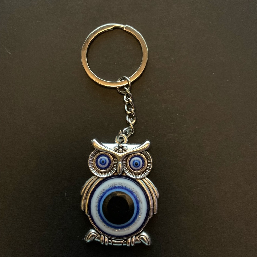 Evil eye owl themed key chain